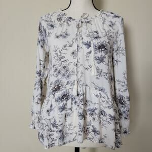 American Eagle XXS/XS/S Boho Blouse Long Sleeve Tasseled Cottagecore Baby Doll